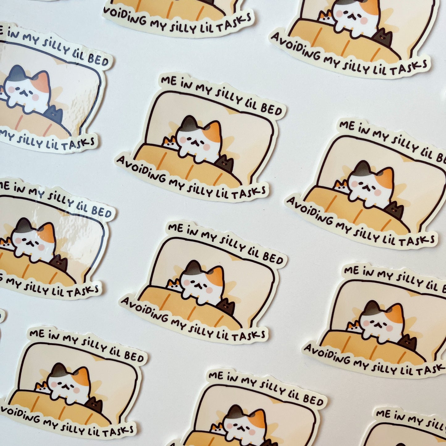 Silly lil bed Cat Vinyl Sticker