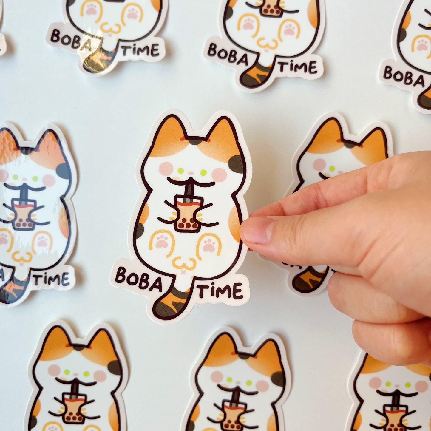 Boba Time Cat Vinyl Sticker