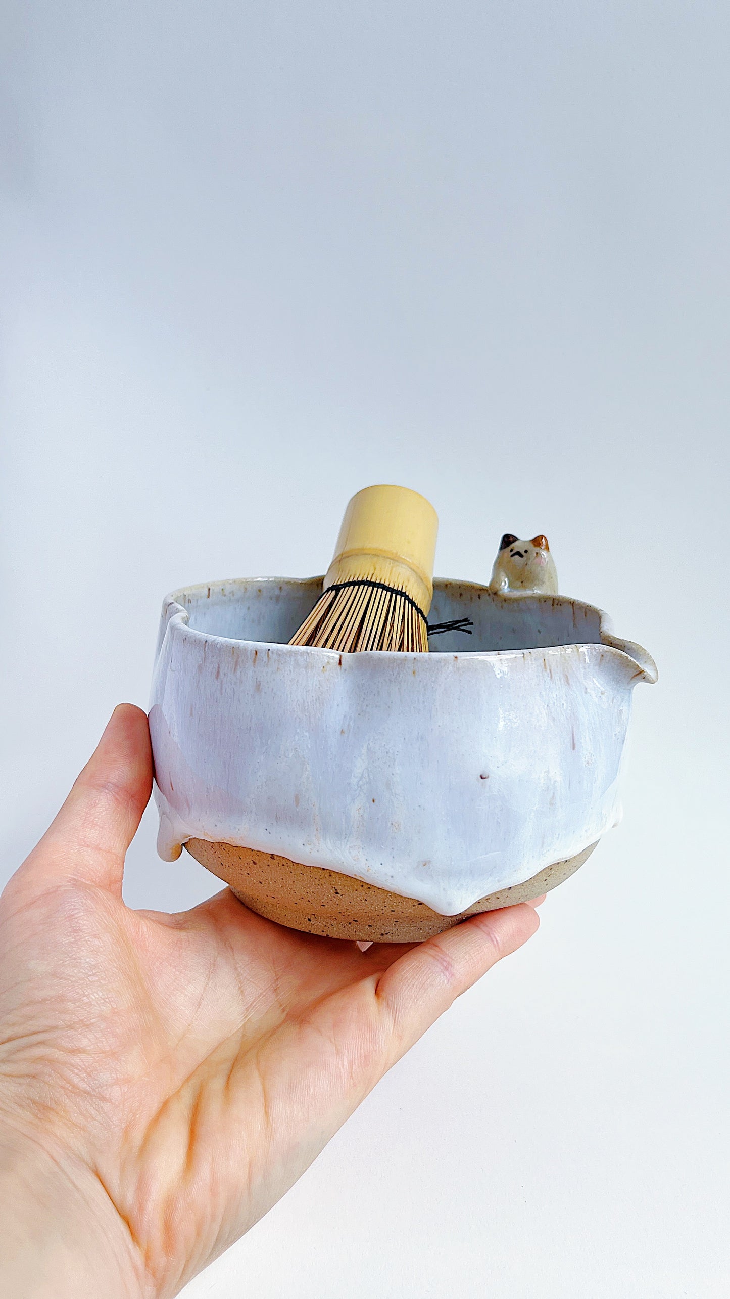 matcha bowl - moon light flower with a kitty 🌕
