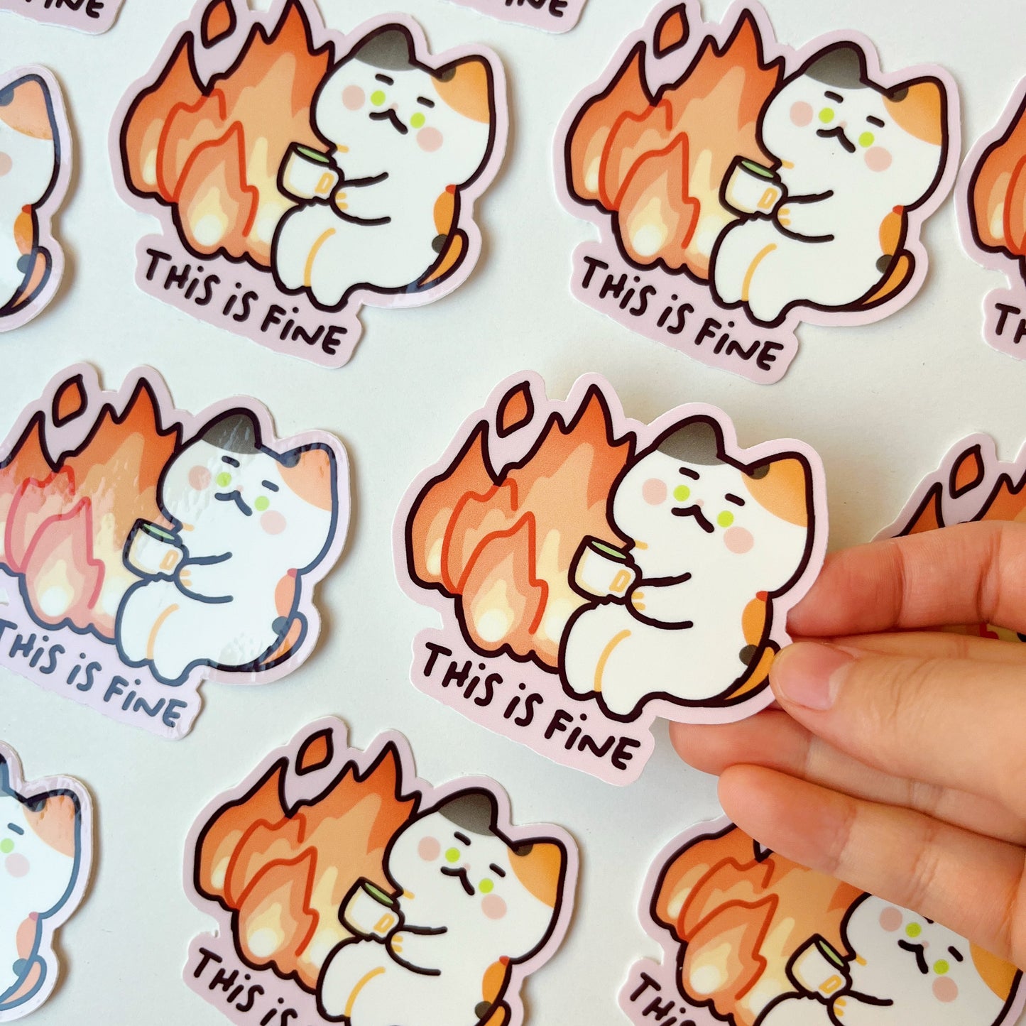 This Is Fine Cat Vinyl Sticker