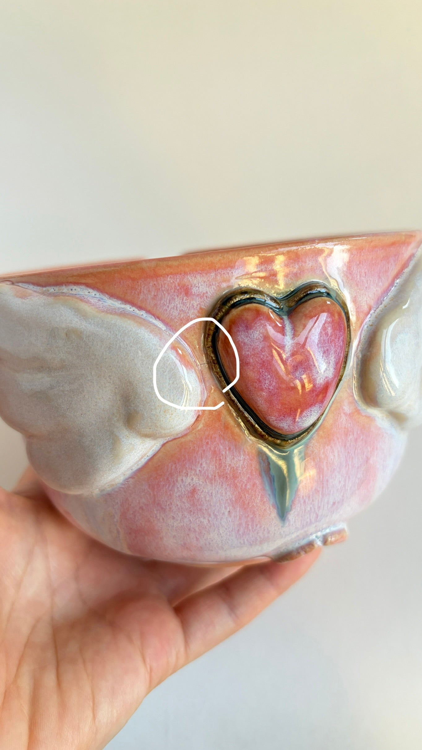 [seconds] magical collection - pink winged heart matcha bowl ii
