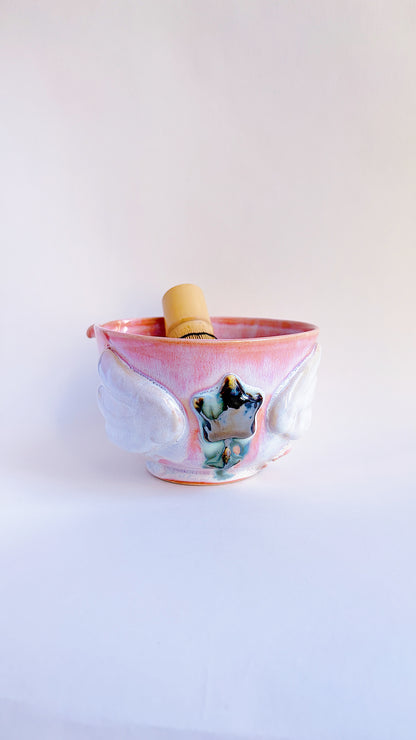 [seconds] magical collection - corrupted pink winged star matcha bowl