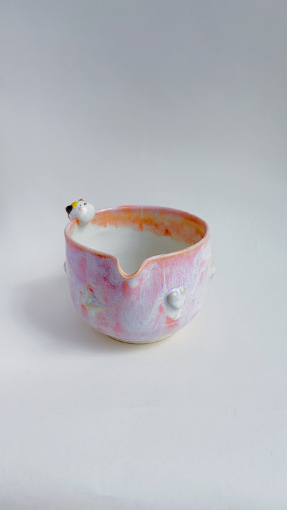 magical collection - pink matcha bowl with kitty