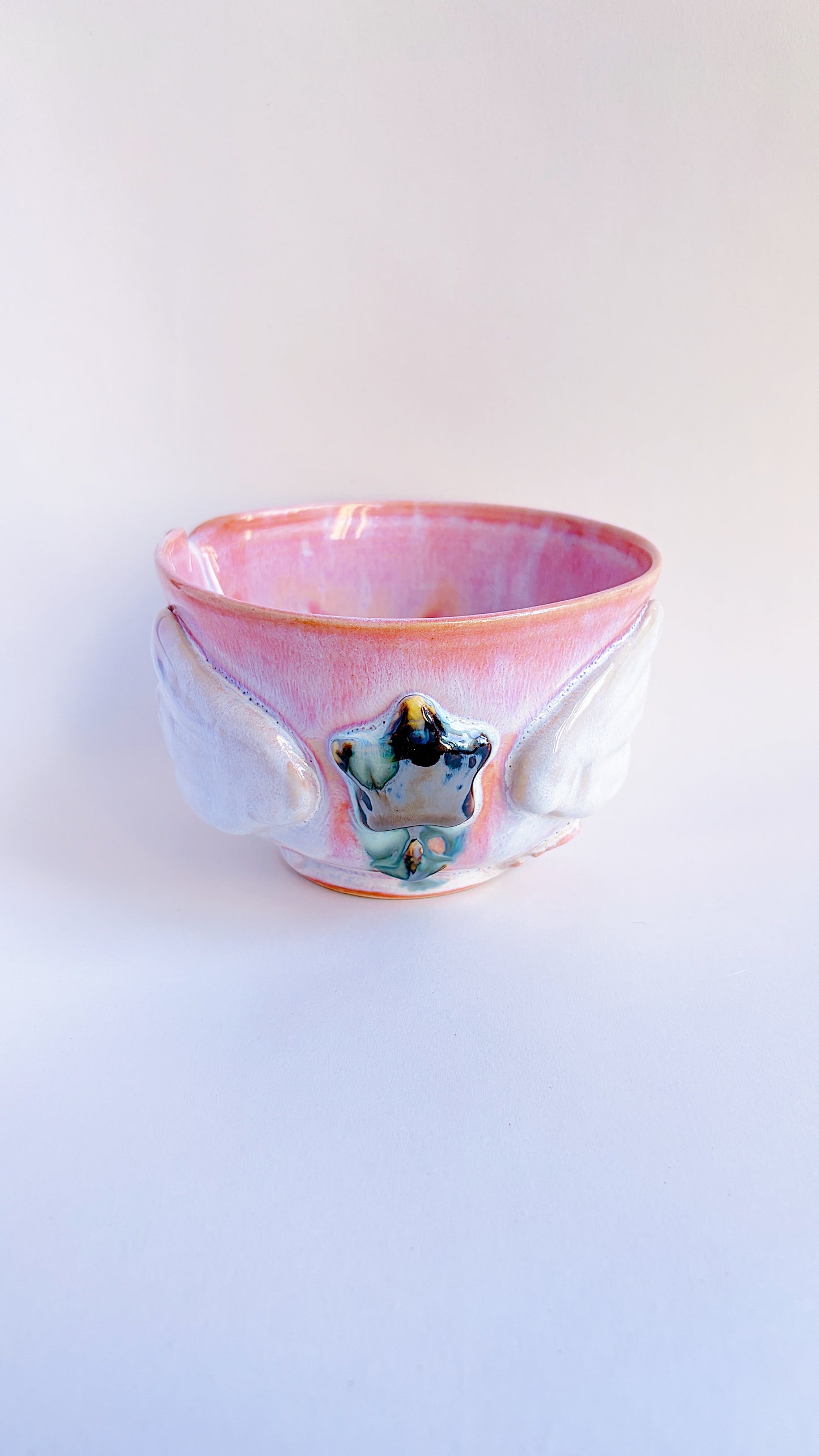 [seconds] magical collection - corrupted pink winged star matcha bowl