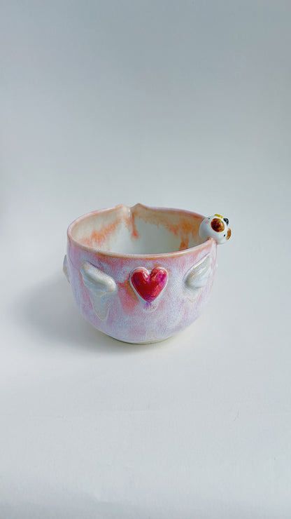 magical collection - pink matcha bowl with kitty