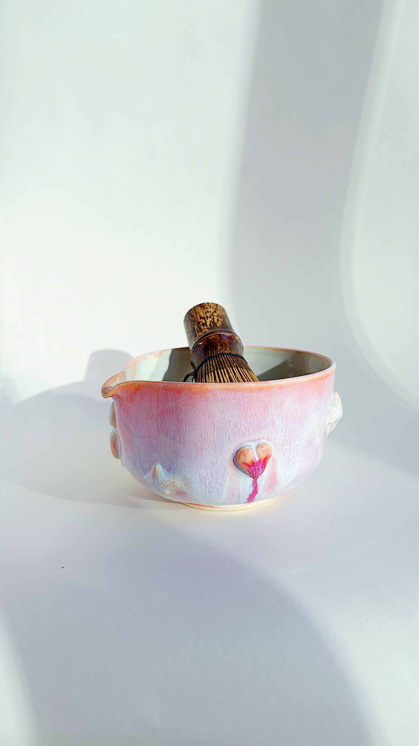 magical collection - pink winged heart matcha bowl i