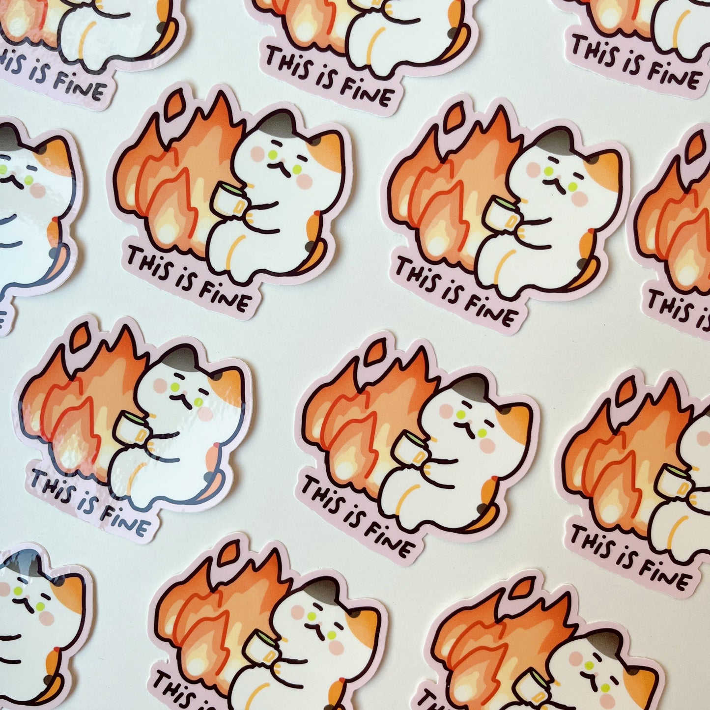 This Is Fine Cat Vinyl Sticker