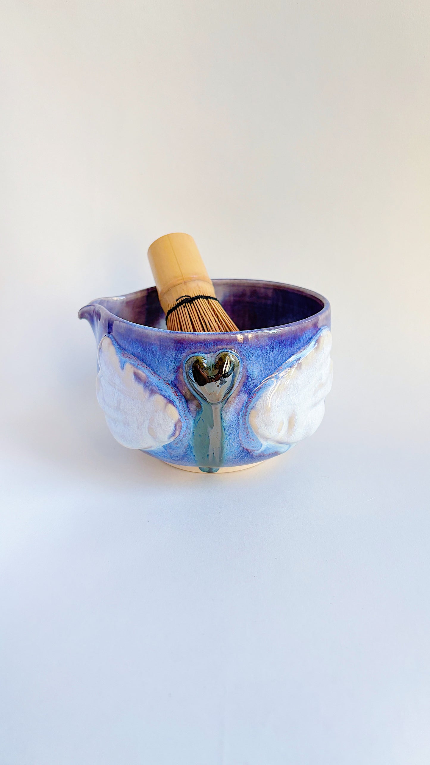 magical collection - corrupted violet winged heart matcha bowl