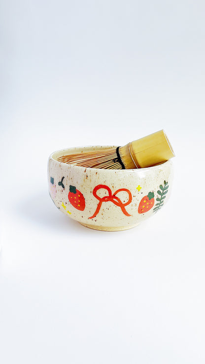 matcha bowl - strawberry ribbon 🌿🎀