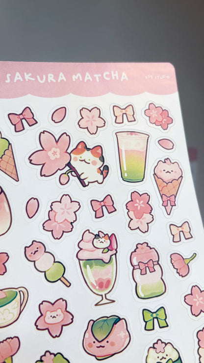 Sakura Matcha Vinyl Sticker Sheet