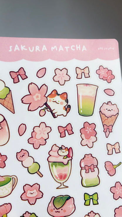 Sakura Matcha Vinyl Sticker Sheet