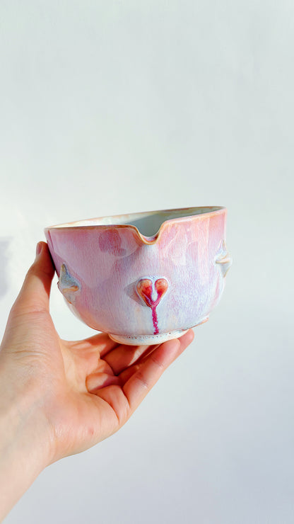 magical collection - pink winged heart matcha bowl i