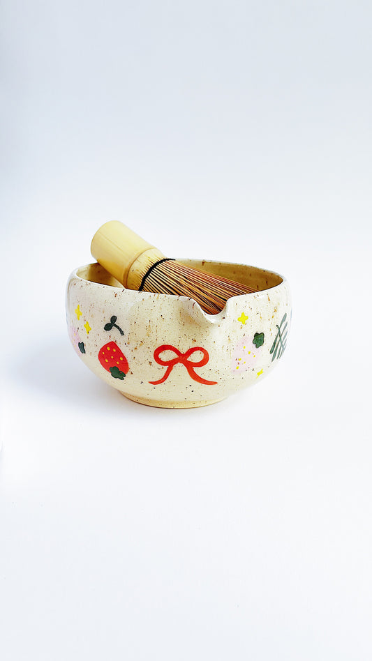 matcha bowl - strawberry ribbon 🌿🎀