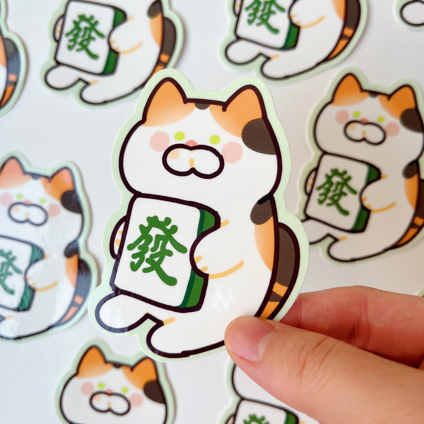 Mahjong Cat Vinyl Sticker