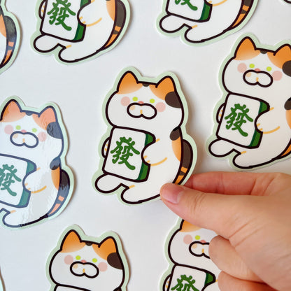 Mahjong Cat Vinyl Sticker