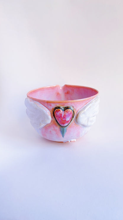 [seconds] magical collection - pink winged heart matcha bowl ii