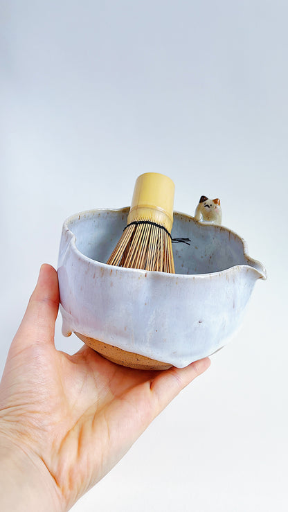 matcha bowl - moon light flower with a kitty 🌕