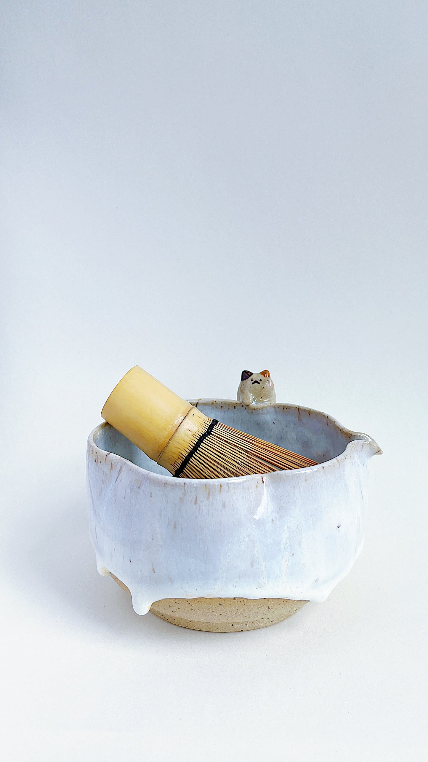 matcha bowl - moon light flower with a kitty 🌕