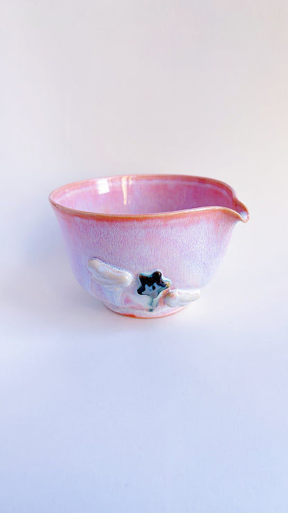 [seconds] magical collection - corrupted pink winged star matcha bowl