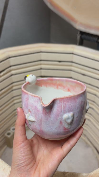magical collection - pink matcha bowl with kitty