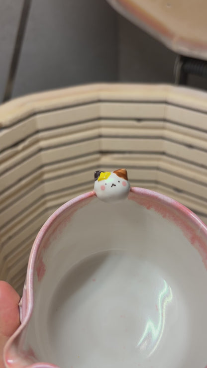 magical collection - pink matcha bowl with kitty