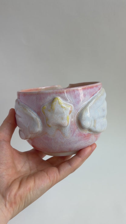 magical collection - pink winged star matcha bowl