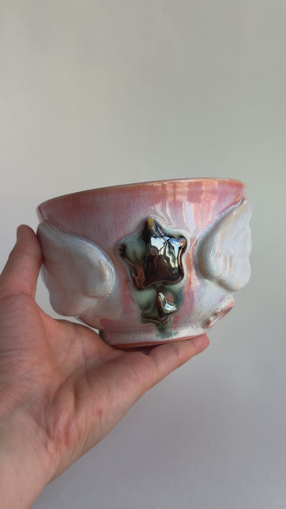 [seconds] magical collection - corrupted pink winged star matcha bowl